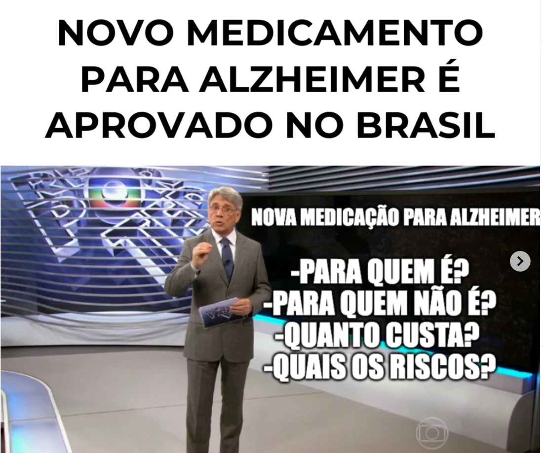 Publicação sobre novo medicamento para doença de Alzheimer aprovado no Brasil